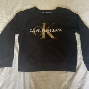 Black Calvin Klein jeans crew neck hoodie.